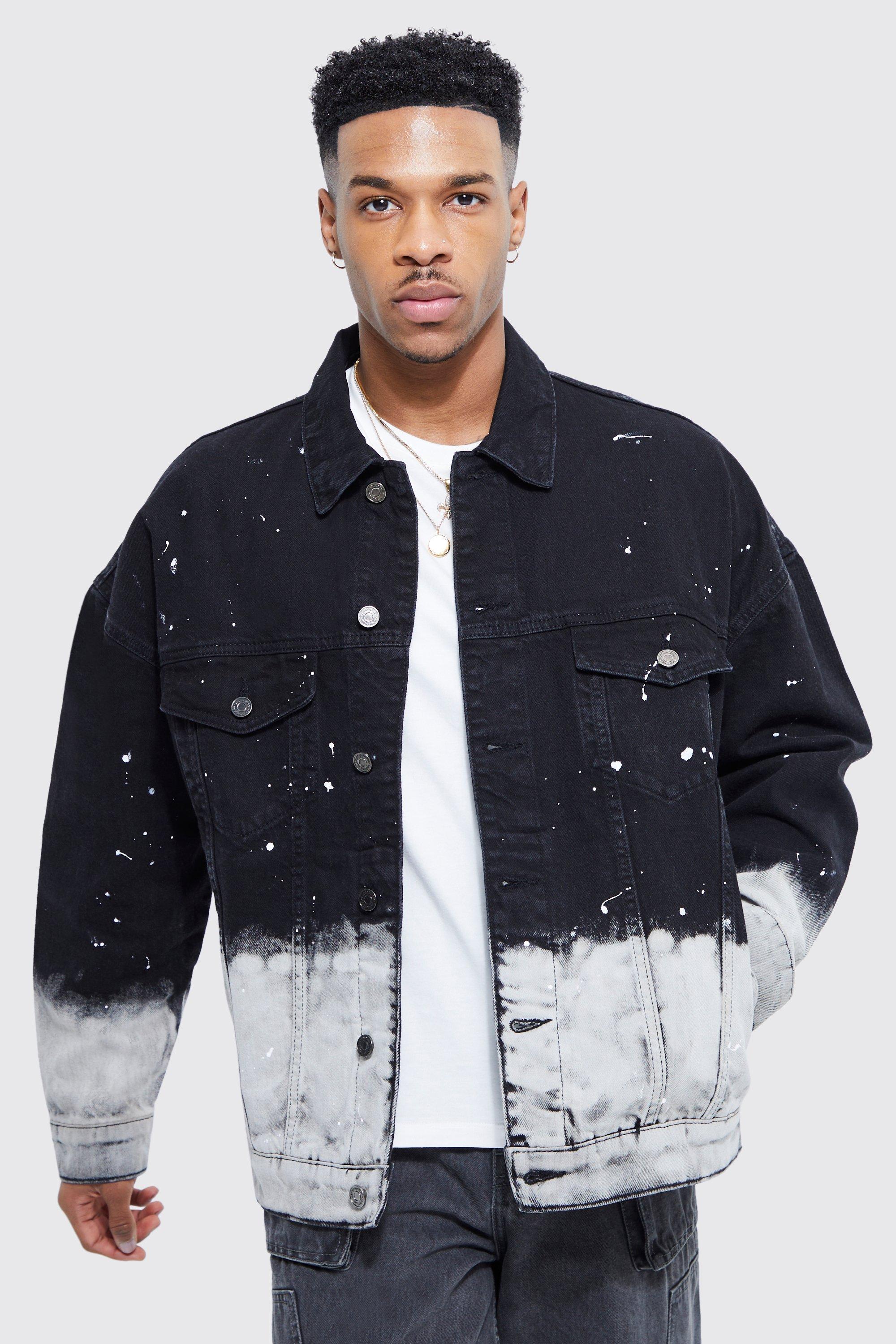 Mens bleached hotsell denim jacket